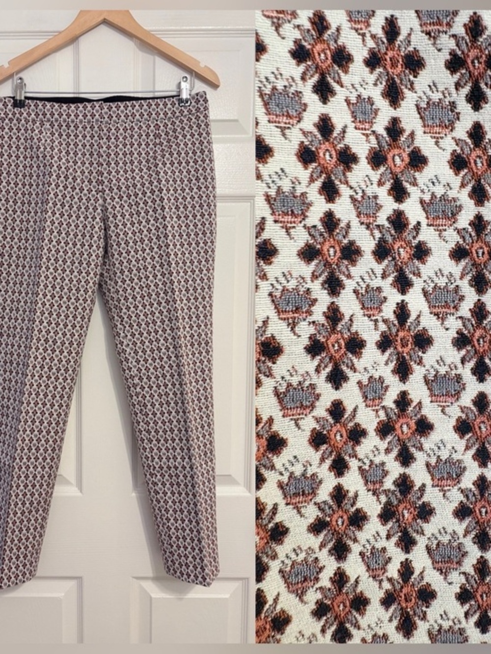Tory Butch Patterned Woven Mid Rise Trousers Size 6